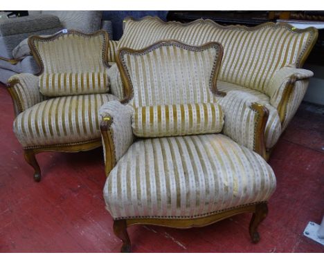 Ornate antique style imported? three piece suite comprising sofa and two elbow chairs