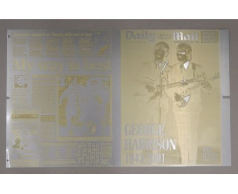 A limited edition copy of The Daily Mail print set up for the special tribute edition for George Harrison (1943-2001) (59.5 x