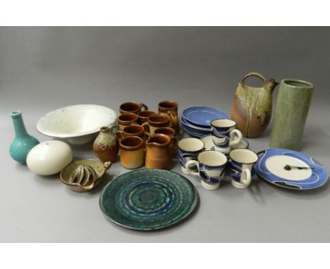 A large quantity of Studio pottery including Usch Spettigue, John Leach Muchelney pottery, Bwthyn Pottery, Kersey etc