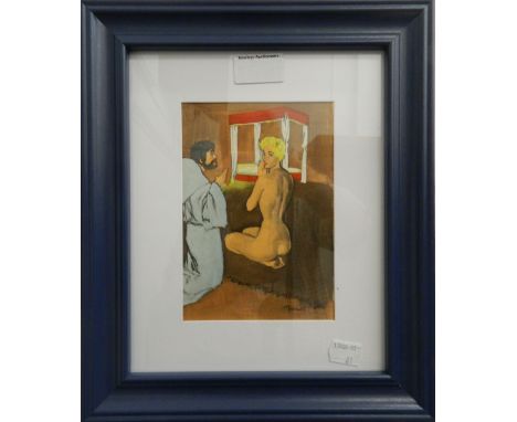 PIERRE LAURENT BRENOT, Devil, limited edition lithograph, 1955, framed and glazed. 11.5 cm wide; together with Priest, limite