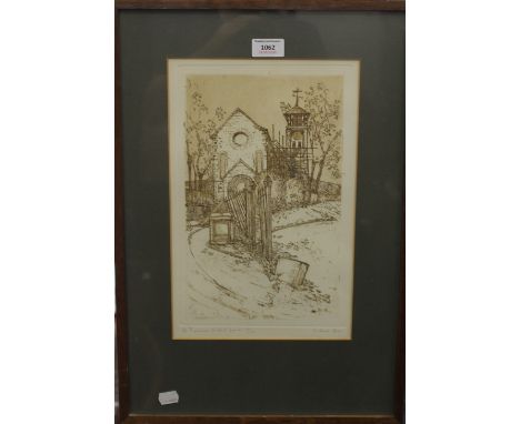 RICHARD BEER, St. Pancras Old Church, lithograph, signed to margin and numbered 18/20, framed and glazed. 22.5 x 35 cm.