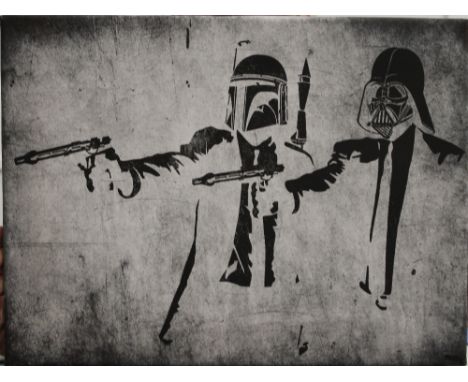 After BANKSY, Star Wars Pulp Fiction, print. 40.5 x 30.5 cm.