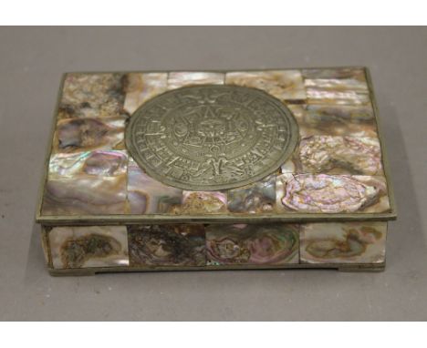 A mother-of-pearl set box. 13.5 cm wide.