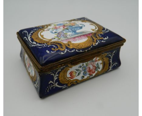 A 19th century enamel box. 8.5 cm wide.