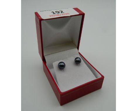 A pair of 9 ct gold black pearl earrings