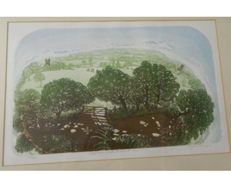 GLYNN THOMAS, Dedham and Stratford Churches, lithograph, numbered 59/100, framed and glazed. 31.5 x 21.5 cm.
