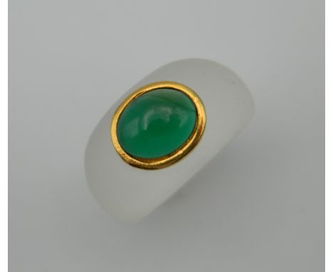 A jade set dress ring. Ring Size M/N