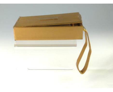 Circa 1940s rectangular gilt metal evening bag/compact/cigarette case 'Park Lane LSM' one side with cigarette case, mirror, t
