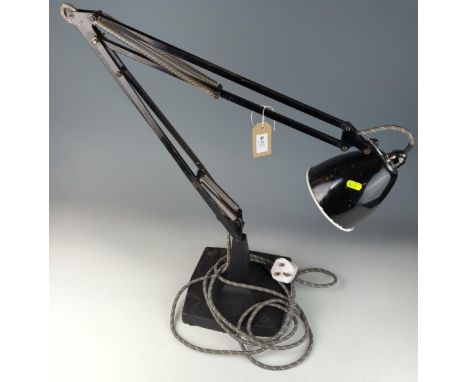 Anglepoise tm large black lamp with 4 springs, base dimensions 21 x 23possible replacement shade 