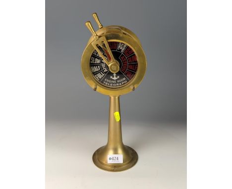 Replica ships telegraph double sided on brass pedestal and makes authentic ring H 33cm 