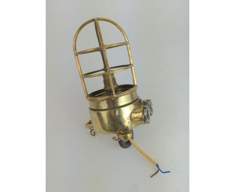 Solid brass maritime light pendant.  No glass.No glass and needs rewiring. 