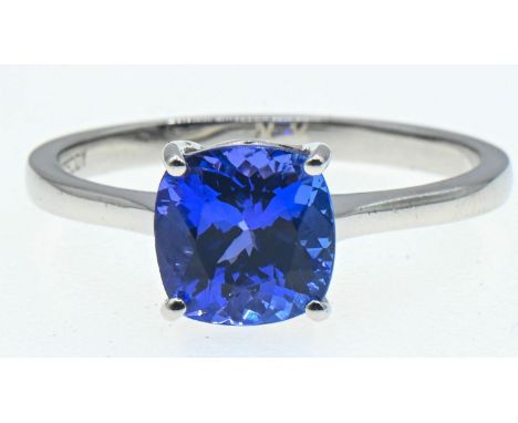 Rhapsody 950 platinum and tanzanite solitaire ring, size T, gross weight 5.39 grams 