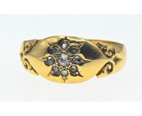 18ct gold and diamond ring. Size N, gross weight 2.80g 