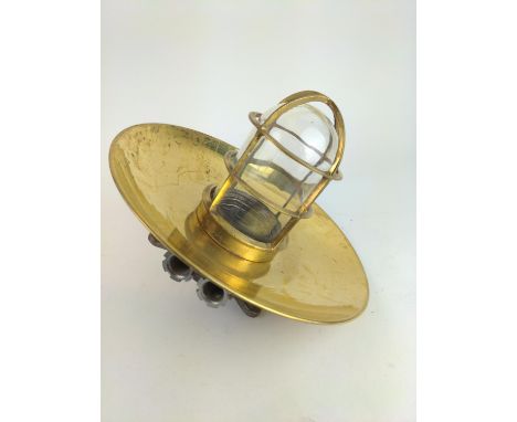 Maritime solid brass ceiling light fitting with internal glass. diameter 29 cm stamped DAE YANG 