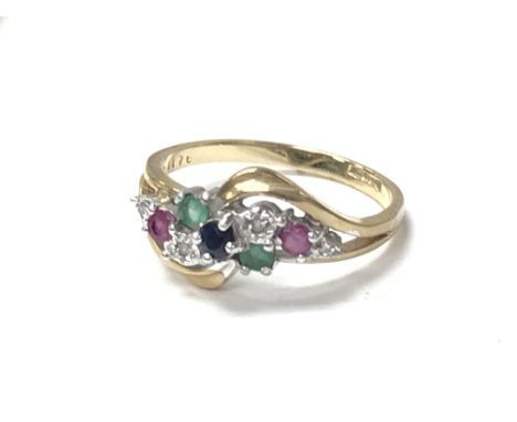 9ct ruby, sapphire &amp; emerald ring