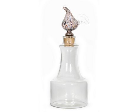 A post war Nuutarjarvi Notsjo Kukkopullo glass decanter designed by Kaj Franck, the body of sleeve form below a tapering neck
