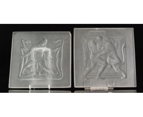 A 1930s John Walsh Walsh glass Vesta lighting panel from the Twelve Labours of Hercules series designed by Walter Gilbert, of