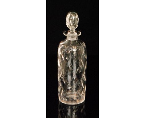 A 1930s John Walsh Walsh crystal glass Leaf pattern decanter designed by Clyne Farquharson of sleeve form with with mitre and