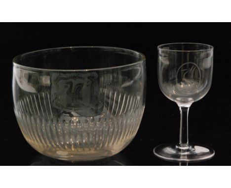 A late Georgian John Davenport patent finger bowl circa 1811, with basal slice cutting below an acid etched panel with centra