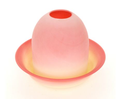 A late 19th Century Thomas Webb and Sons Queens Burmese Fairy Pyramid Night Light with a graduated pale pink to pale yellow d