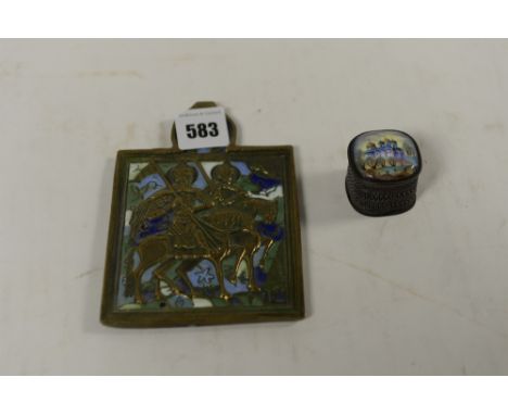 Russian patch box/ enamelled icon