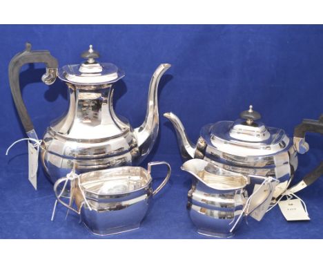 An Elizabeth II four-piece silver tea service, by Harrison, Fisher &amp; Son Co., Sheffield 1975, comprising: teapot, hot wat