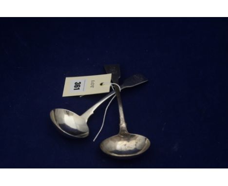 A George IV silver ladle, by James Brady, Dublin 1825; and another, 3.2oz.
