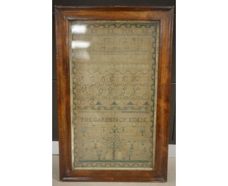 A framed sampler of the garden of eden