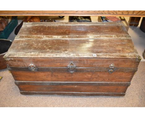 19th century brass bound teak travel trunk