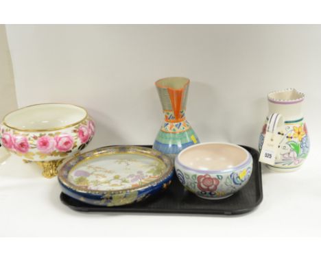 Cauldon rose bowl, Carltonware lustre bowl, 2 pieces Poole, Wadenheath jug