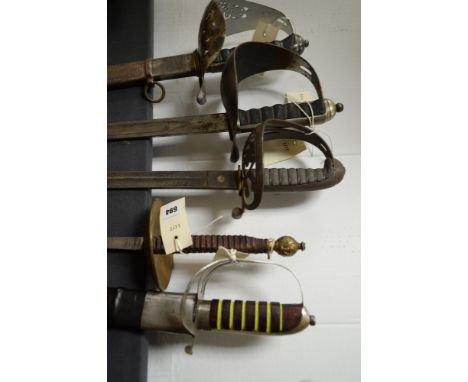 5 Swords to include Lancashire Regiment Cavalry Sword; Wilkinson Sword with chromed handguard and steel scabbard; WW1 British