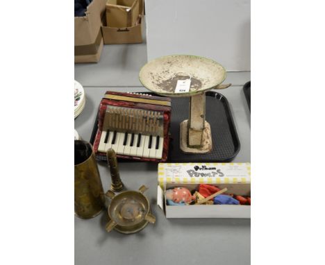 Hohner Mignon Accordion; vintage scales; trench art and a Pelham Puppet
