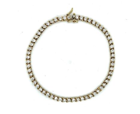 18K Yellow Gold 3.50 Ct. Diamond Tennis Bracelet. &nbsp; &nbsp; &nbsp; &nbsp; Weighing 11.3 grams Set with 59 Diamonds weighi