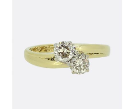 Vintage Two-Stone Diamond Ring. &nbsp; &nbsp; &nbsp; &nbsp; &nbsp; Weight:&nbsp;3.3 grams Ring Size:&nbsp;N 1/2 (54.5) Band W