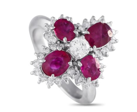 Platinum 0.70ct Diamond and Ruby Ring.&nbsp; &nbsp; &nbsp; &nbsp; &nbsp; &nbsp; &nbsp; &nbsp; &nbsp; &nbsp; &nbsp; Weight:10.