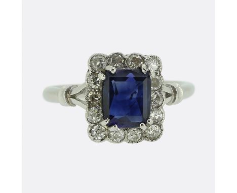 Art Deco Alabaster &amp; Wilson Sapphire and Diamond Cluster Ring.&nbsp; &nbsp; &nbsp; &nbsp; &nbsp; &nbsp; &nbsp; Weight:&nb