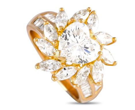 18K Yellow Gold 3.95ct Diamond Heart-Shaped Halo Ring.&nbsp; &nbsp; &nbsp; &nbsp; &nbsp; &nbsp; &nbsp; &nbsp; &nbsp; &nbsp; &