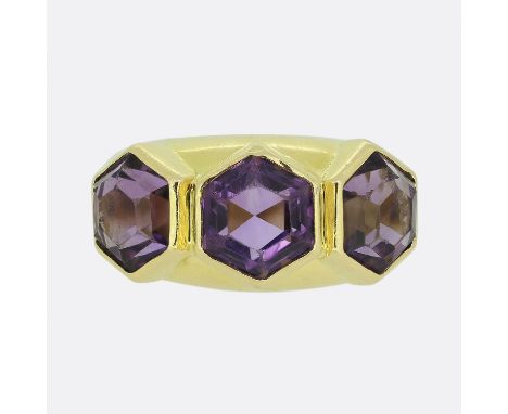 Vintage French Three-Stone Amethyst Cocktail Ring. &nbsp; &nbsp; &nbsp; &nbsp; &nbsp; &nbsp; &nbsp; &nbsp; &nbsp; &nbsp; &nbs
