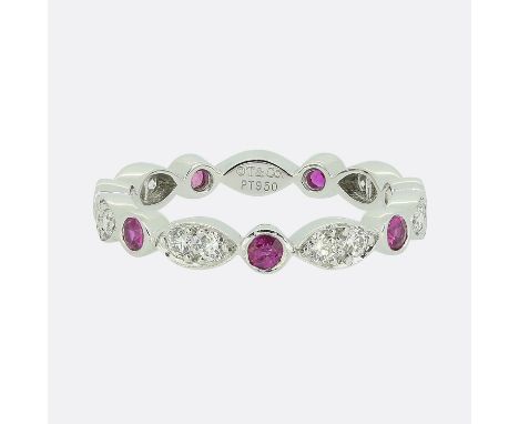 Tiffany &amp; Co Pink Sapphire and Diamond Jazz Band Ring Size N (54).&nbsp; &nbsp; &nbsp; &nbsp; Weight:&nbsp;3.9 grams Ring