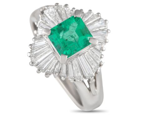 Platinum 1.01ct Diamond and Emerald Ring.&nbsp; &nbsp; &nbsp; &nbsp; &nbsp; &nbsp; Weight:7.6 grams Ring Top Height:8 Metal:P