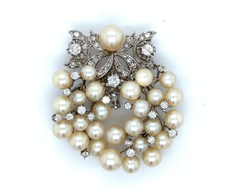 Pearl &amp; Diamond Brooch.&nbsp; &nbsp; &nbsp; &nbsp; &nbsp; &nbsp; &nbsp; &nbsp; &nbsp; &nbsp; &nbsp; Weighing 23.4 grams S