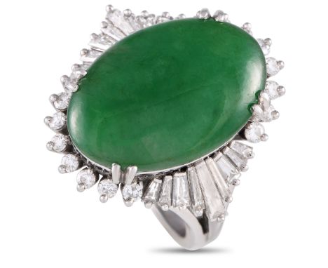 Platinum 1.01ct Diamond and Jade Ring. &nbsp; &nbsp; &nbsp; &nbsp; &nbsp; &nbsp; &nbsp; &nbsp; &nbsp; &nbsp; &nbsp; &nbsp; We