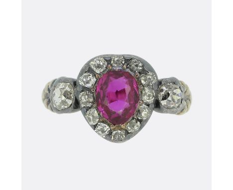 Georgian Ruby and Diamond Heart Ring. &nbsp; &nbsp; &nbsp; &nbsp; &nbsp; &nbsp; &nbsp; &nbsp; &nbsp; &nbsp; &nbsp; Weight:&nb