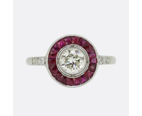 Art Deco Style Ruby and Diamond Target Ring. &nbsp; &nbsp; &nbsp; &nbsp; &nbsp; &nbsp; &nbsp; &nbsp; &nbsp; &nbsp; &nbsp; Wei