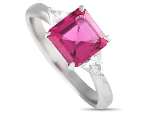 Platinum 0.23ct Diamond and Rubellite Ring. &nbsp; &nbsp; &nbsp; &nbsp; &nbsp; Weight:6.2 grams Ring Top Height:6 Metal:Plati