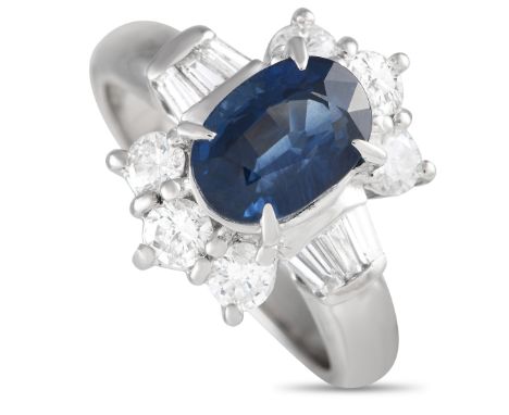 Platinum 1.0ct Diamond and Sapphire Ring. &nbsp; &nbsp; &nbsp; &nbsp; &nbsp; Weight:7.3 grams Ring Top Height:8 Metal:Platinu