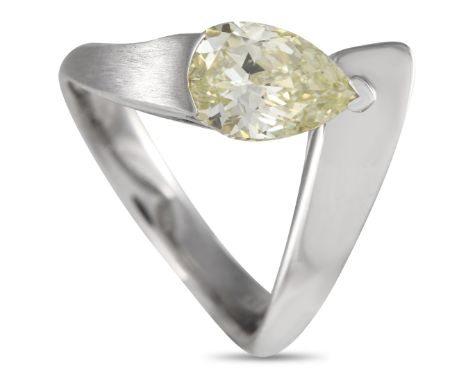 Platinum 1.51ct Diamond Pear Bypass Ring. &nbsp; &nbsp; &nbsp; &nbsp; &nbsp; &nbsp; &nbsp; Weight:5.4 grams Ring Top Height:4