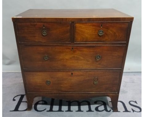 A 19th century mahogany chest of two short and two long drawers on bracket feet, 84cm wide x 86cm high. 