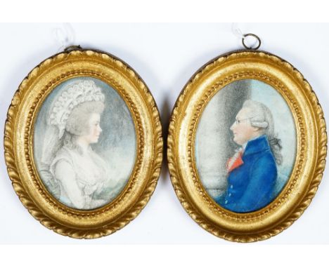 English School, late 18th Century, A portrait miniature of Sir William Parsons; and a companion of his wife Lady Parsons, a p