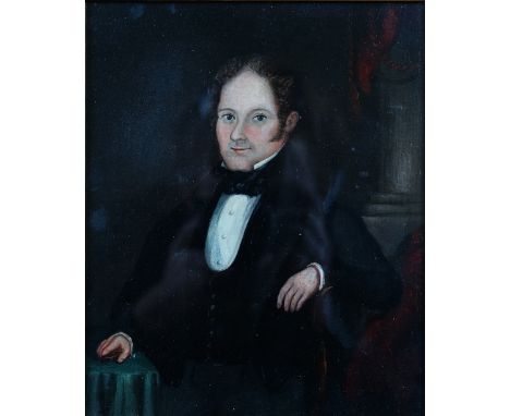 English School, 19th Century, Portrait of a seated gentleman, oil on board, 22.5 x 18.5cm.